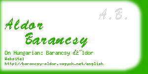 aldor barancsy business card